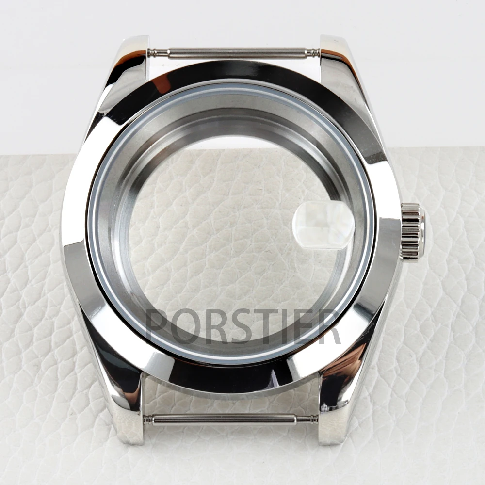 Silver 36/39mm Case Solid 316L Stainless Steel Sapphire Glass Watch Case Waterproof for Datejust NH35 NH36 Movement 28.5mm Dial