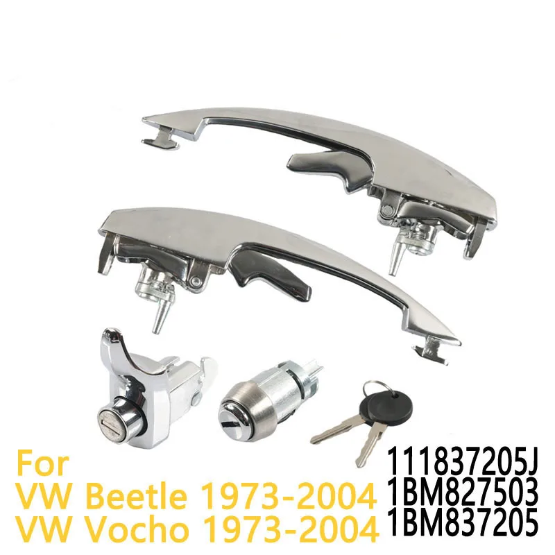 Manijas de puerta exteriores izquierda y derecha con 2 llaves para VW Beetle VW Vocho 1973-2004 OEM 111837205J 1BM827503 1BM837205