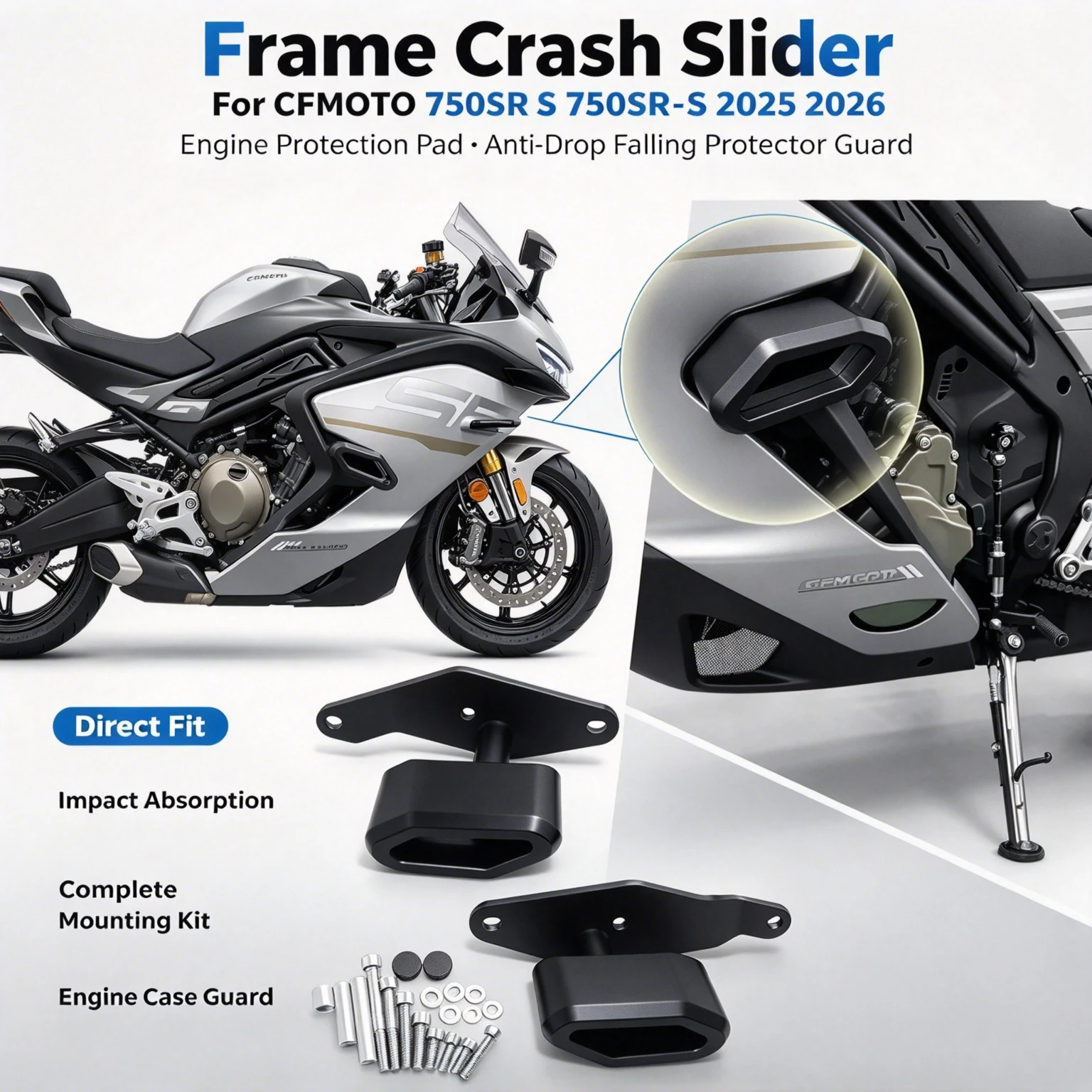 For CFMOTO 750SR S 750SR-S 2025 2026 Motorcycle Frame Crash Slider Engine Protection Pad Anti-drop Balls Falling Protector Guard