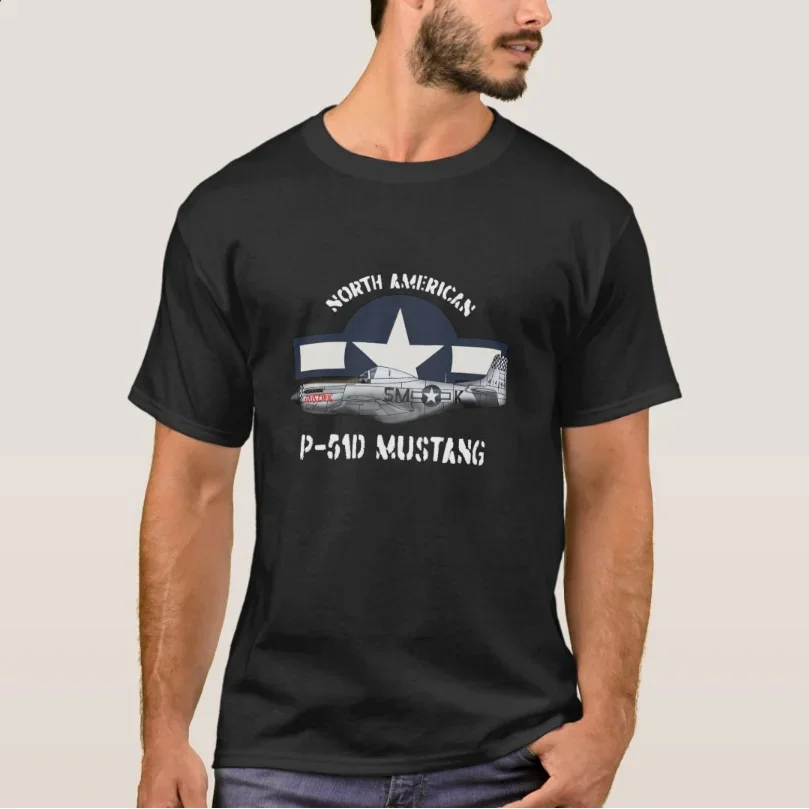 

US Air Force P-51D Mustang Fighter Aircraft T-Shirt 100% Cotton O-Neck Summer Short Sleeve Casual Mens T-shirt Size S-3XL