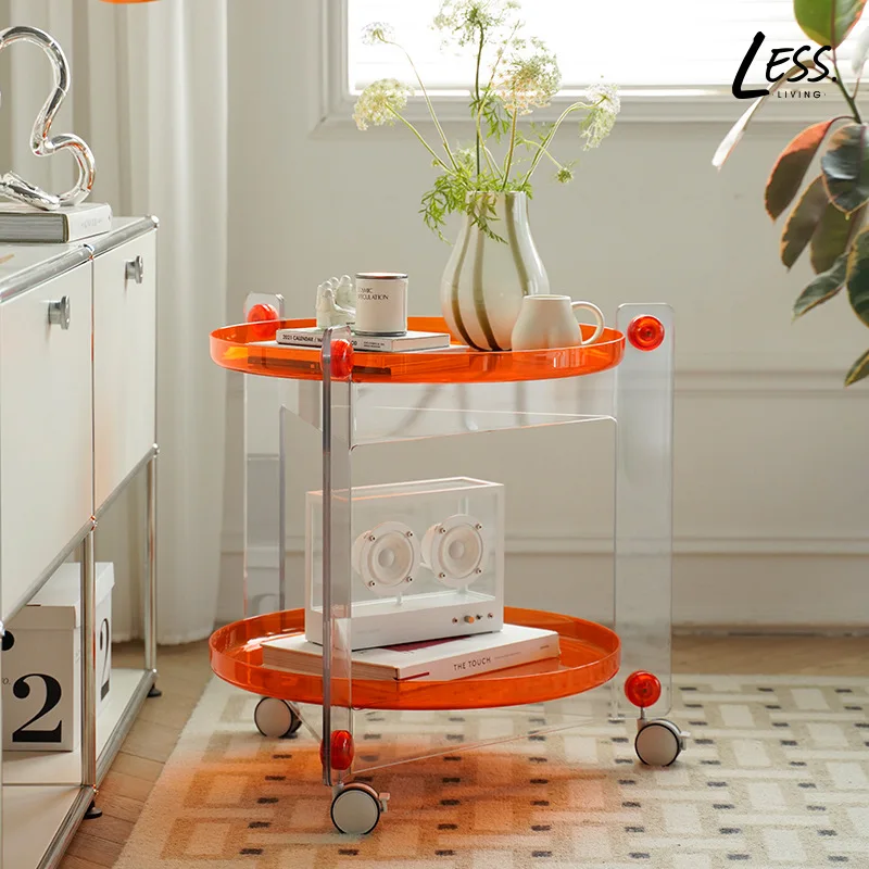 JOYLIVE Small Coffee Table Movable Sofa Side Table Creative Home Trolley Cart Double Layer Table Storage Rack 2022 Dropshipping