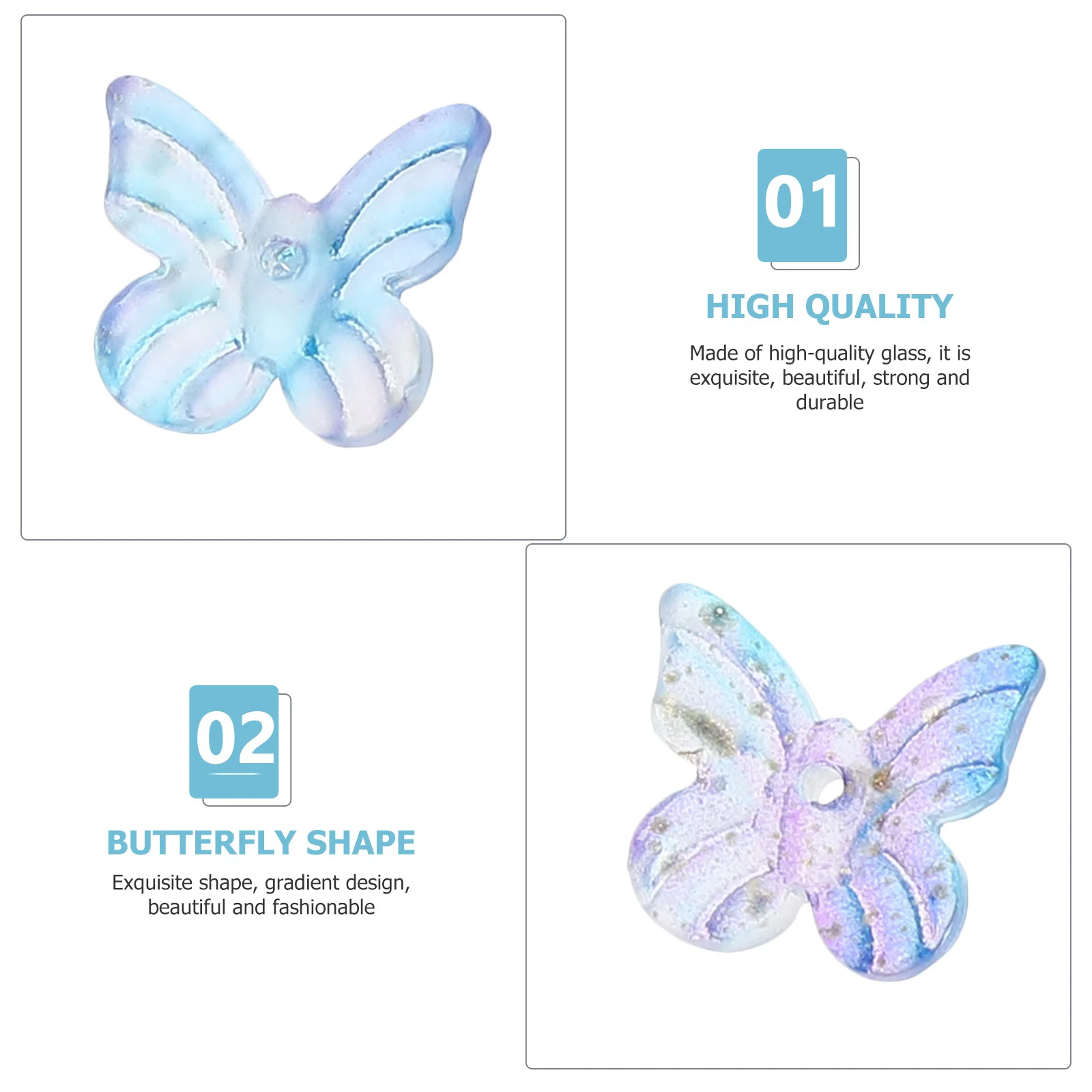 

50Pcs Glass Butterfly Hair Clip Charms DIY Accessories for Handmade Crafts Decorative Headdress Materials Party Hairpins Charms
