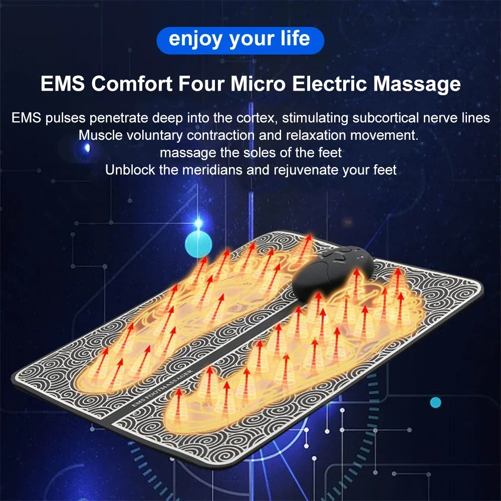 EMS Electric Foot Massager Pad Relief Pain Relax Feet Acupoints Massage Mat Shock Muscle Stimulation Improve Blood Circulation