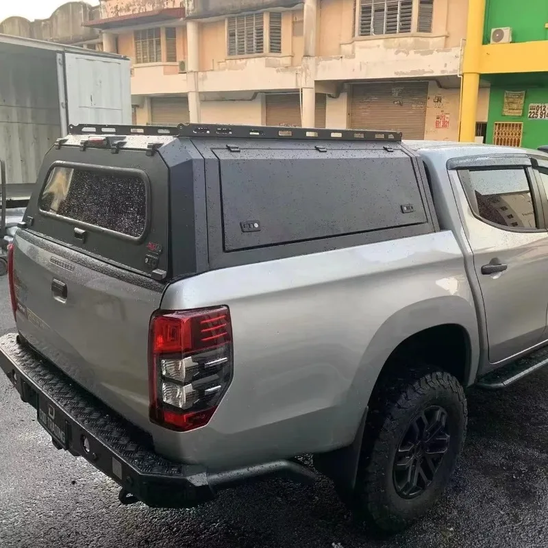 Steel Pickup Hardtop Canopy, Black Tri-Fold Design, Rear Truck Cap, 4x4 Off-Road Shell, for Mitsubishi Triton Hard Top Truck
