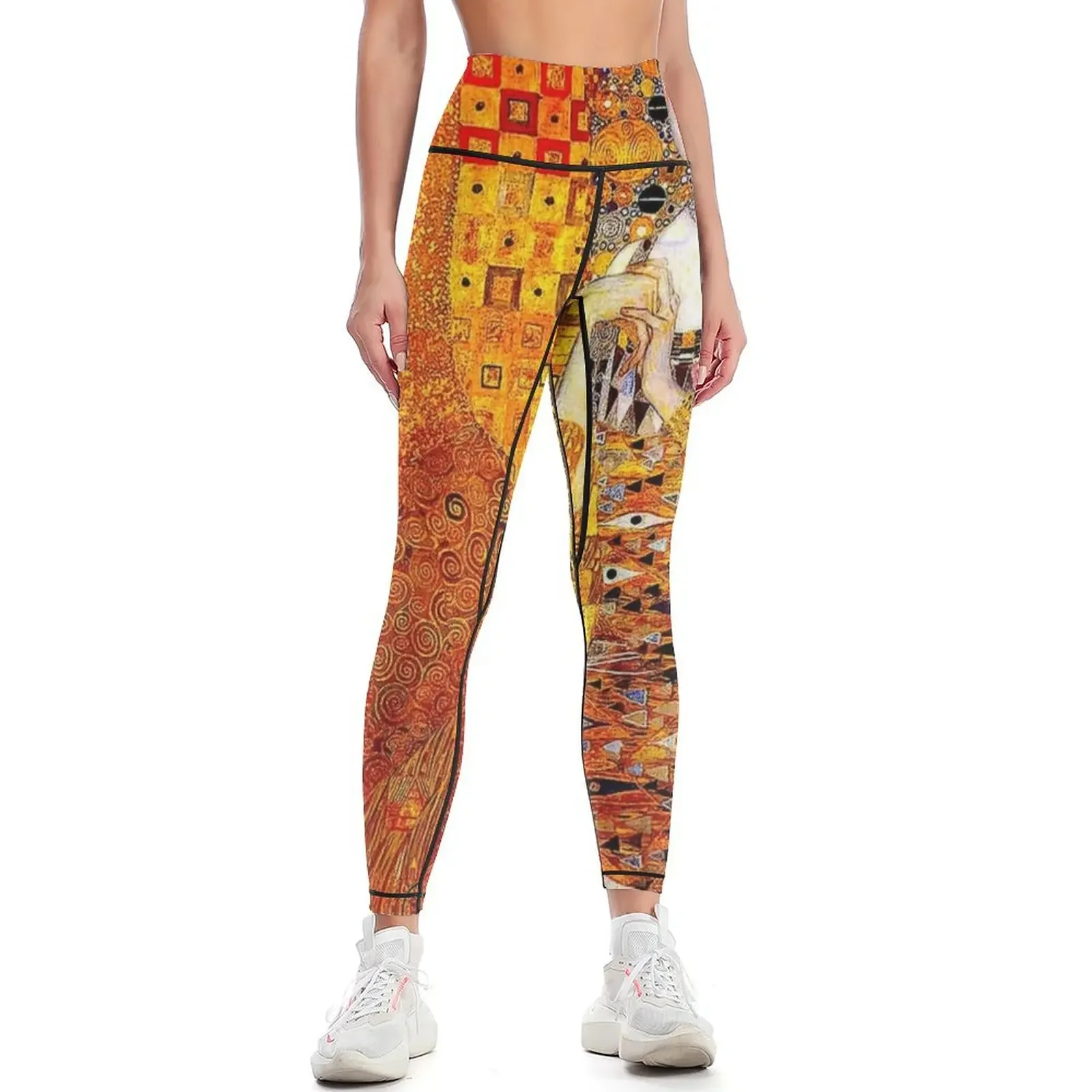 

LADY IN GOLD : Gustav Klimt 1912 High Definition Painting Print Leggings sporty woman gym Women's fitness Womens Leggings