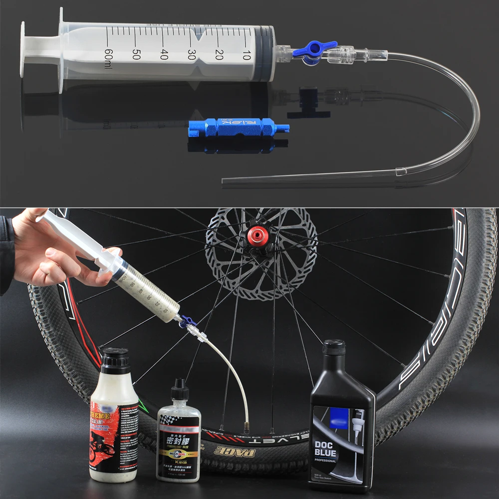 Bike Tubeless Tyre Repair Kit, Sealant Injector, MTB Road Bicycle Fluid Syringe, With Valve Core Removal Tool, Accssories Parts