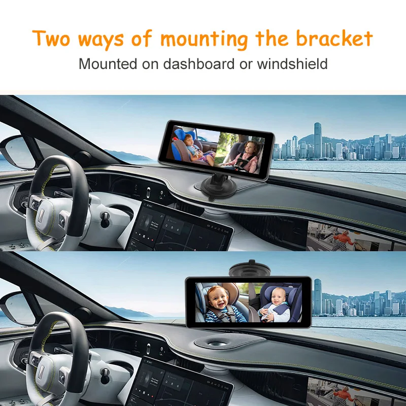 Starlight Night Vision Wide Angle 1080P HD Dual Camera 6.86inch 2 Camera Baby Monitor In Car For Safe Driving