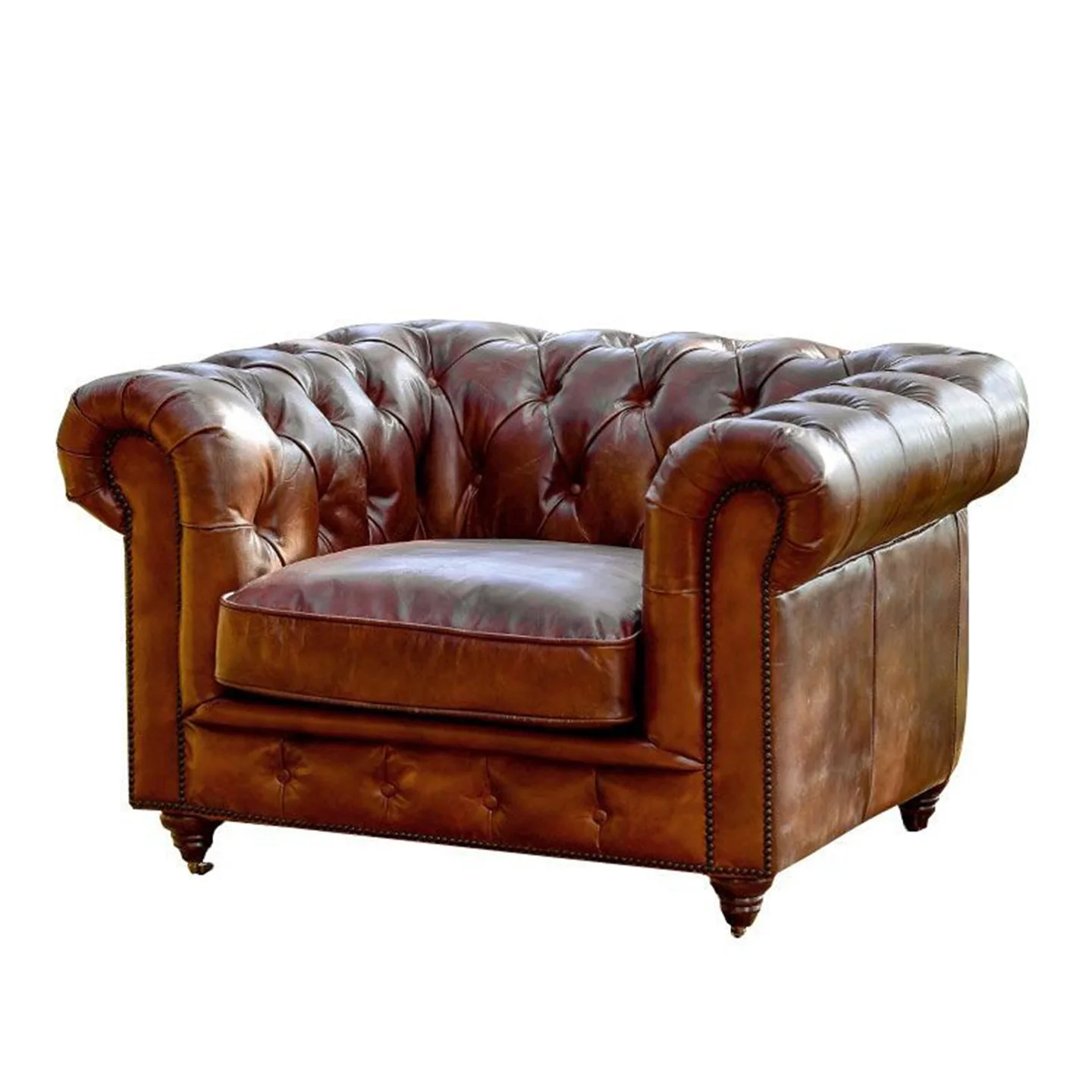American style, leather sofa, living room, three people, retro, first layer cowhide, oil wax leather, European style