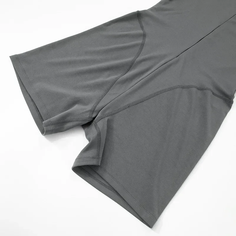 여성 솔리드 스키니 피트니스 운동 Playsuits 하프 하이 칼라 짧은 소매 지퍼 슬림 캐주얼 Rompers 패션 streetwear 전체