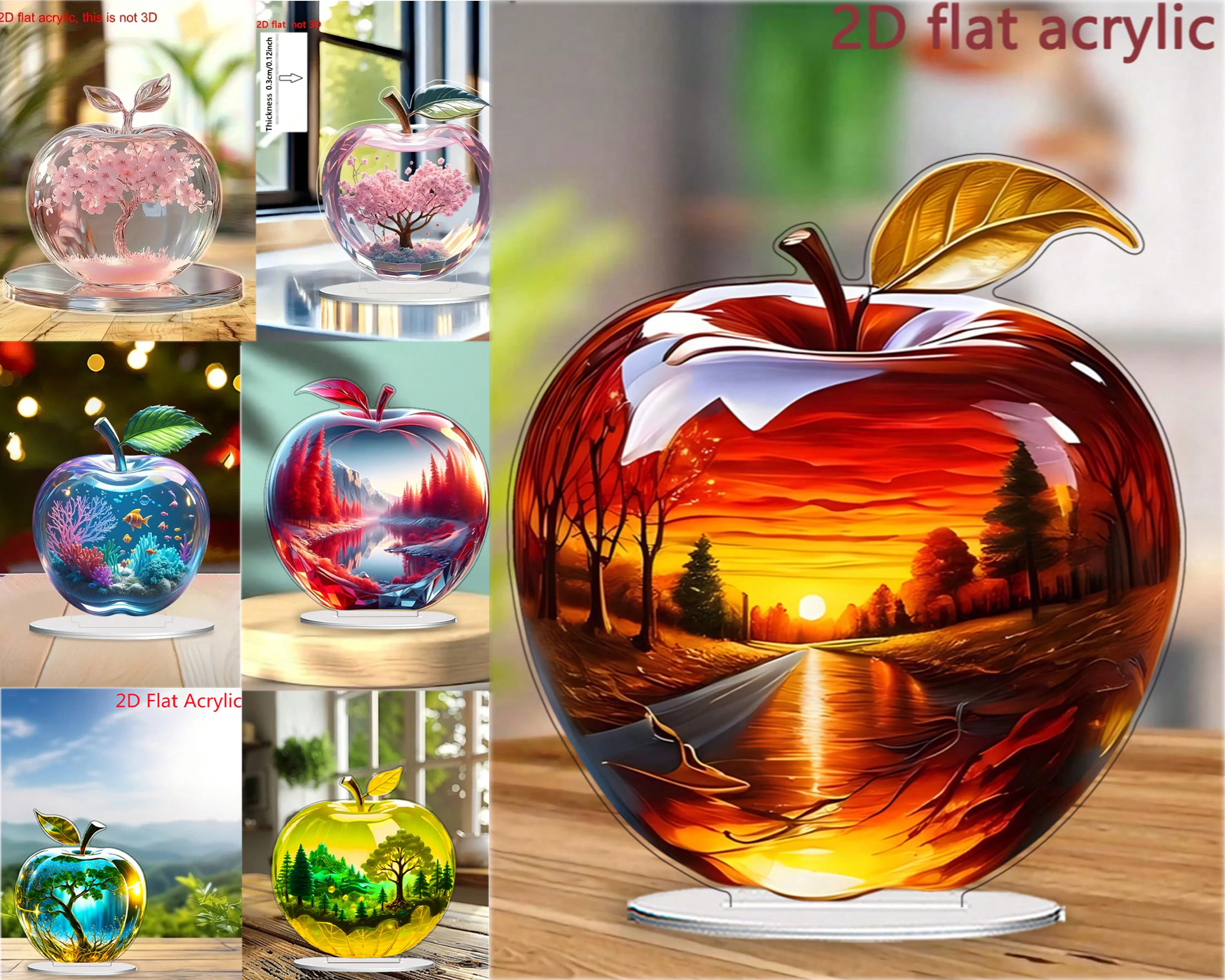 1PCS Colorful Apple Creative Desktop Decoration Statues Living Room Decora Bedroom Decora Small Accessories Festival Party Gifts