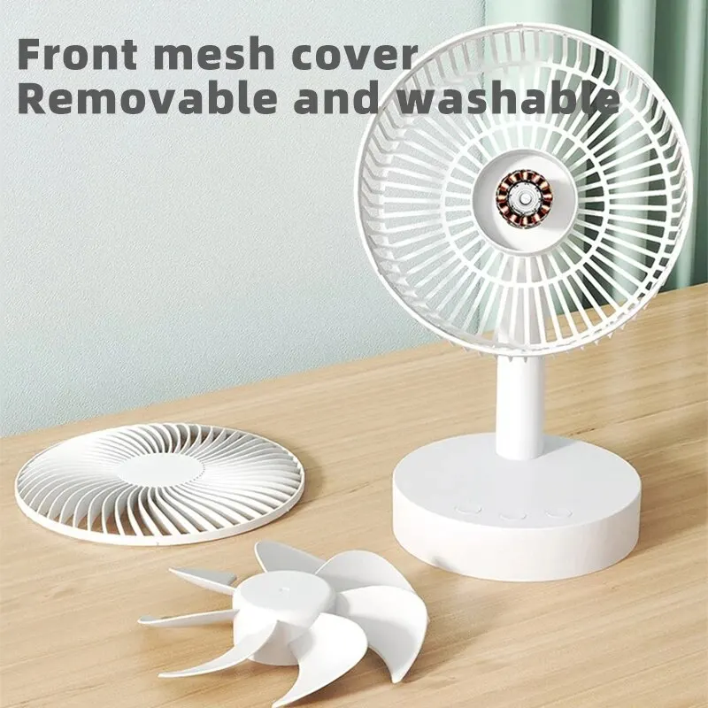 Small Fan White Desktop Timer Mute Four-speed Adjustable Portable Fan Battery Charging Models Detachable