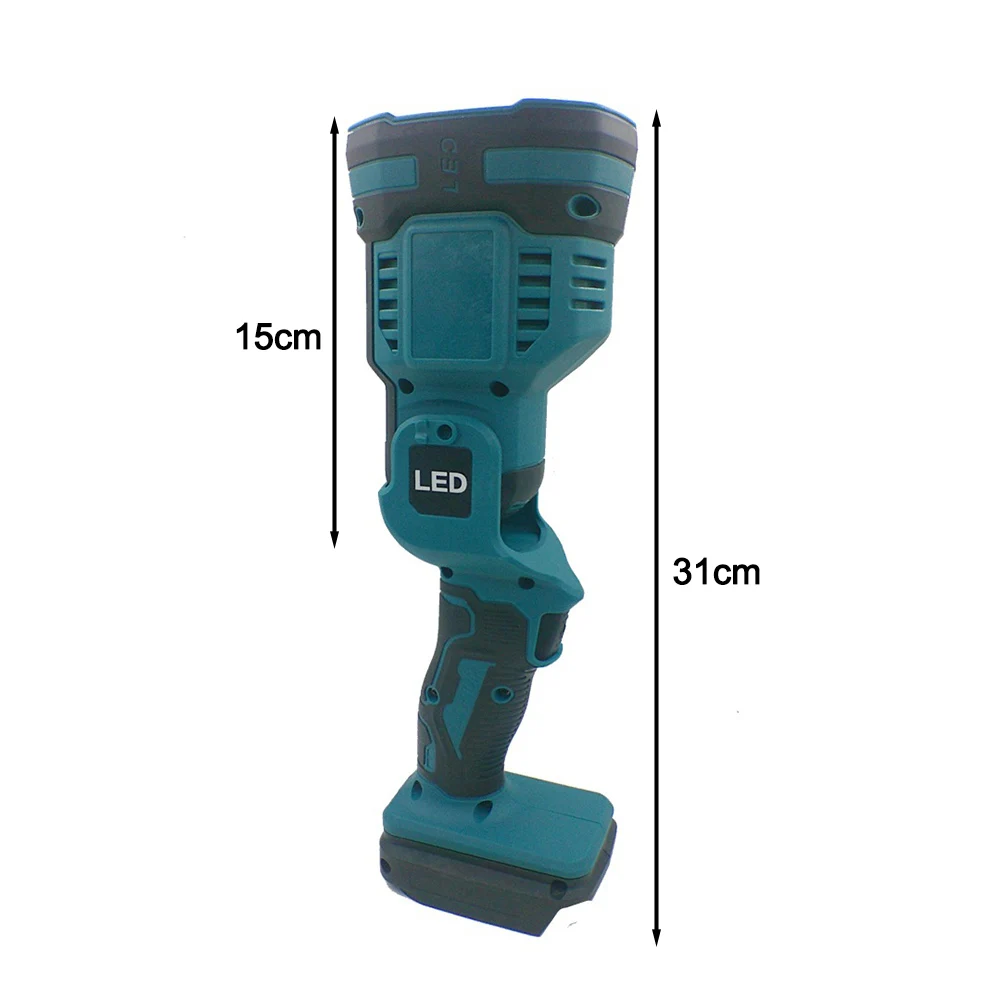 1pc 16W Cordless LED Flashlight 90-180 Degree Adjustable Head Work Light For 20V Battery Car Repaire Outdoor Camping Hiking