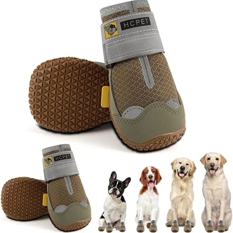 

Rubber Outdoor Hiking for Sole Anti-slip Dog Shoes Pet Large Breathable Professional 4Pcs/Set Dogs Durable