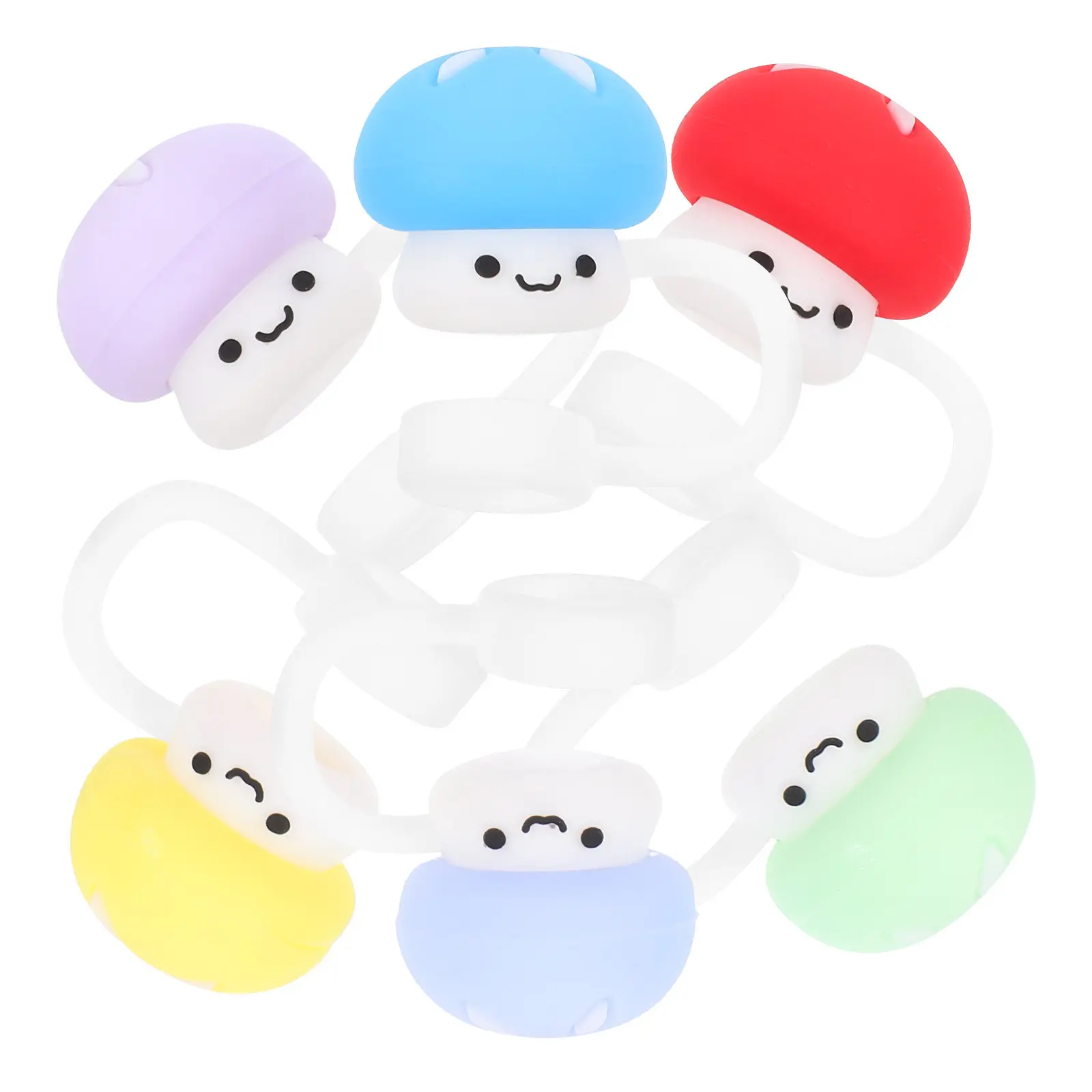 6 Pcs Drinking Straw Covers Portable Straws Silicone Beverage Cap Elegant Toppers