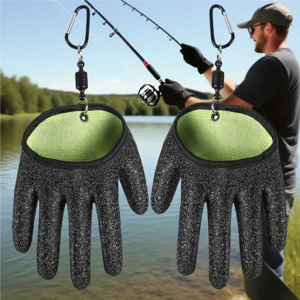 

Fishing Net Gloves, Anti Slip Fishing Gloves with Magnetic Buckle Design, Suitable for Outdoor Activities, Fishing, and Hiking