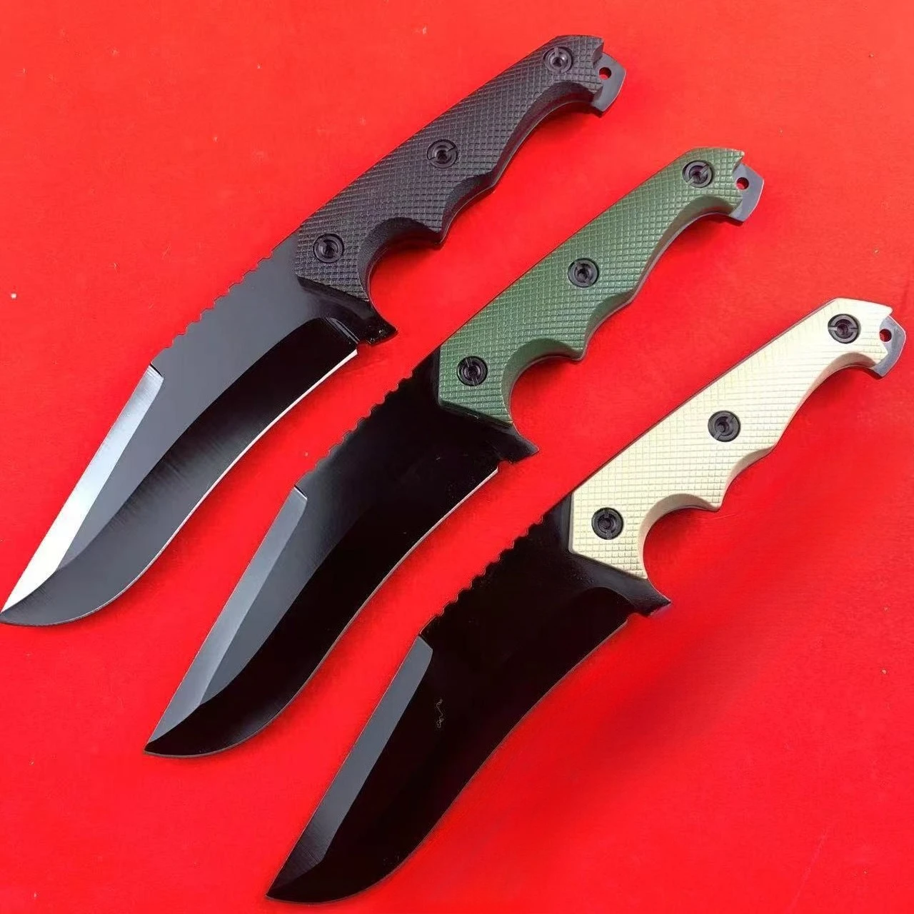 

ST Modified outdoor straight knife camping self-defense knife Portable mountain knife multi-function with K sheath