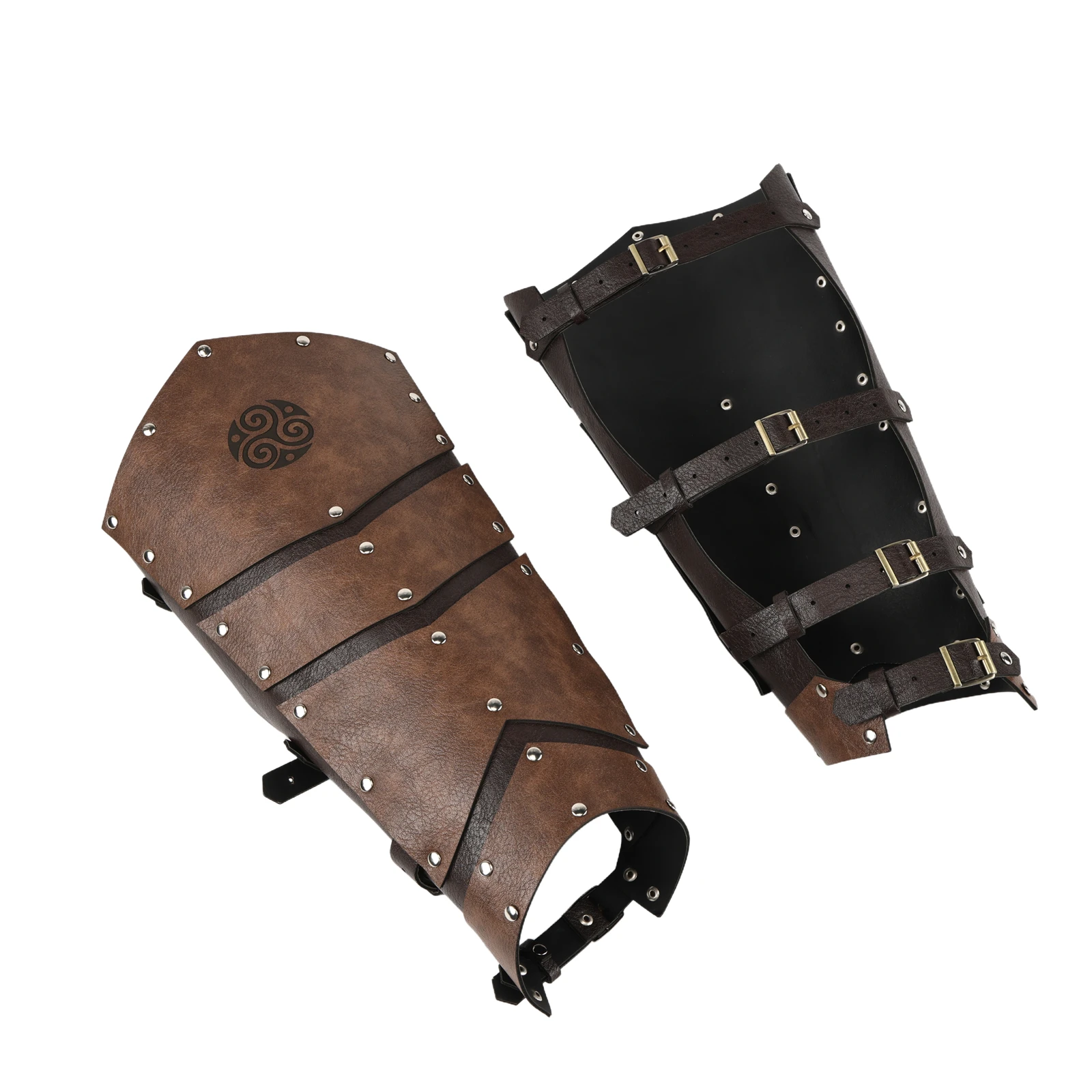 Medieval Faux Leather Leg Gaiters Vintage Middle Ages Knight Leg Armor Mercenary Leg Guards for LARP