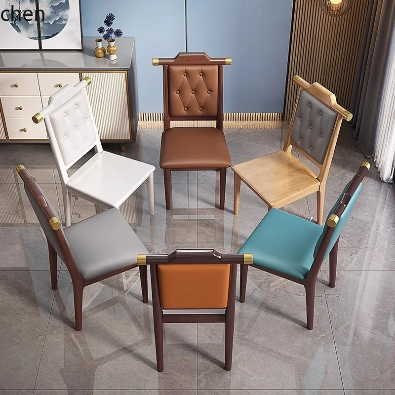 HT New Chinese Style Chair Solid Wood Dining Chair Home Simple Dining Table Stool with Backrest Official Hat Chair