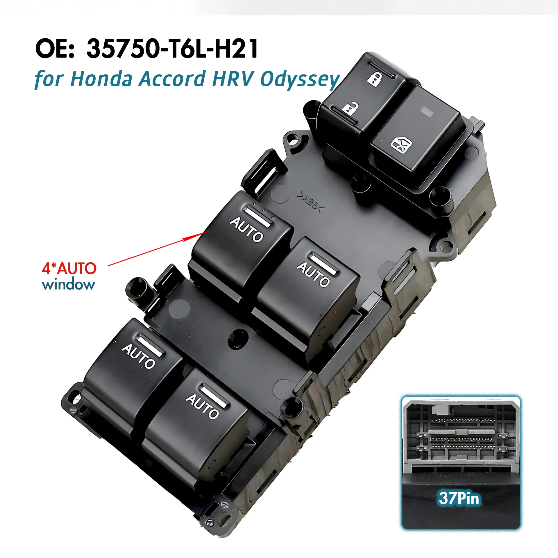 35750-T6L-H21 For Honda HRV Accord Odyssey 2009-2019,Front Left Electric Power Window Control Switch Lifter Control Button