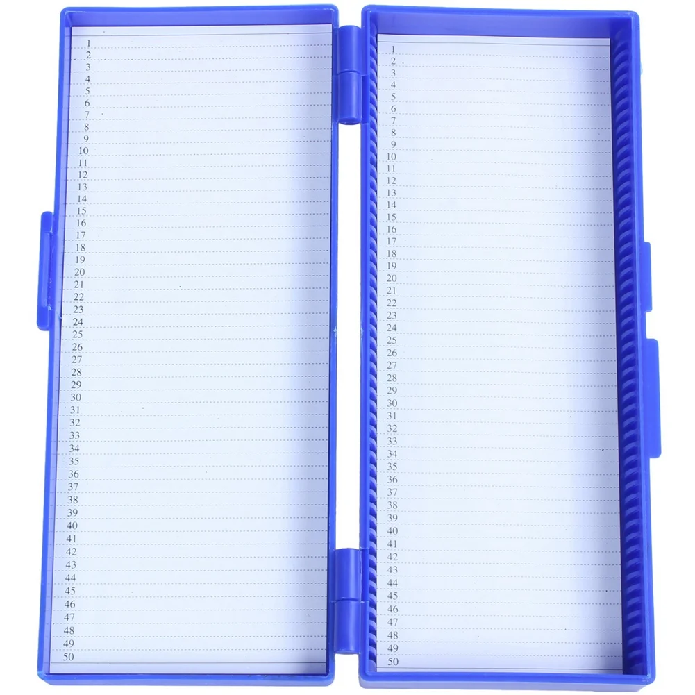 AA20-2X Plastic 50-Place Microslide Slide Microscope Box,Blue