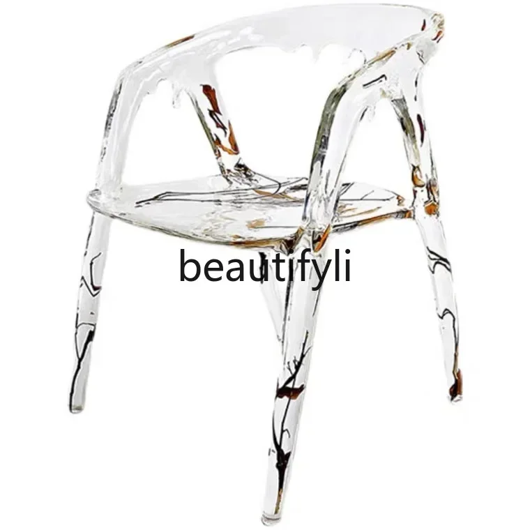 M182  Simple transparent epoxy leisure chair art leaf crystal chair light luxury dining chair armchair