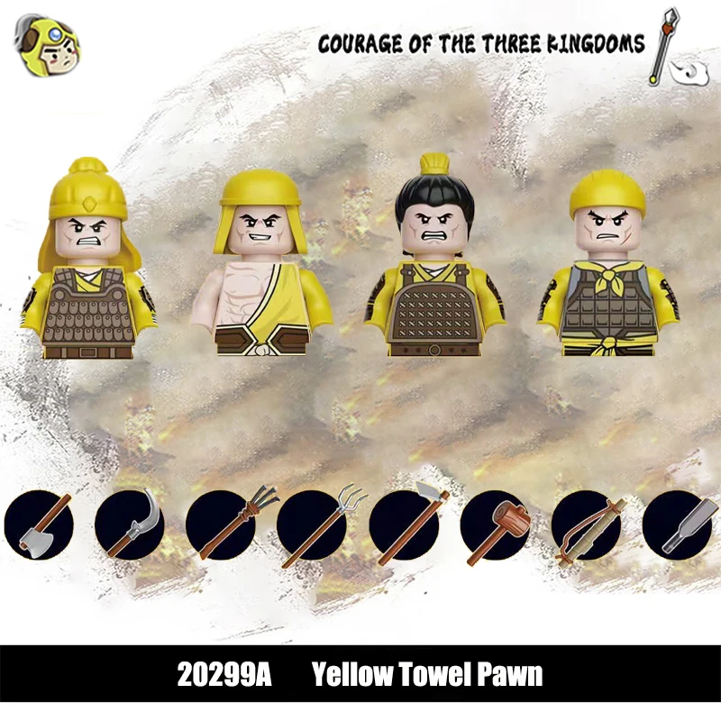 New The Three Kingdoms Yellow Towel Pawn Diy Minifigure Models Toys Blocks Chinese History For Kids Gift Boys Girls 2023 Moc