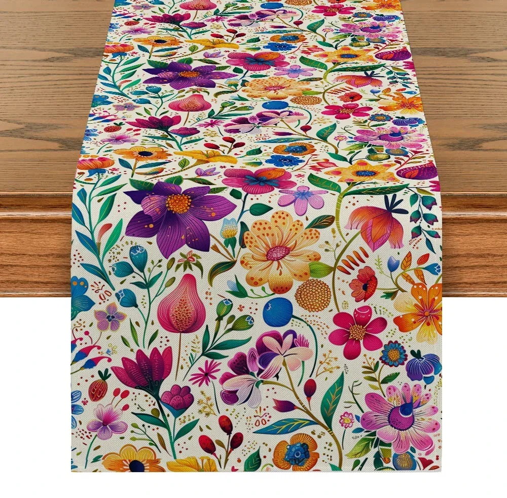 Mexican Table Runners May 5 Day of The Dead Holiday Tablecloths Plants Flowers Table Runners Kitchen Dining Room Dressers