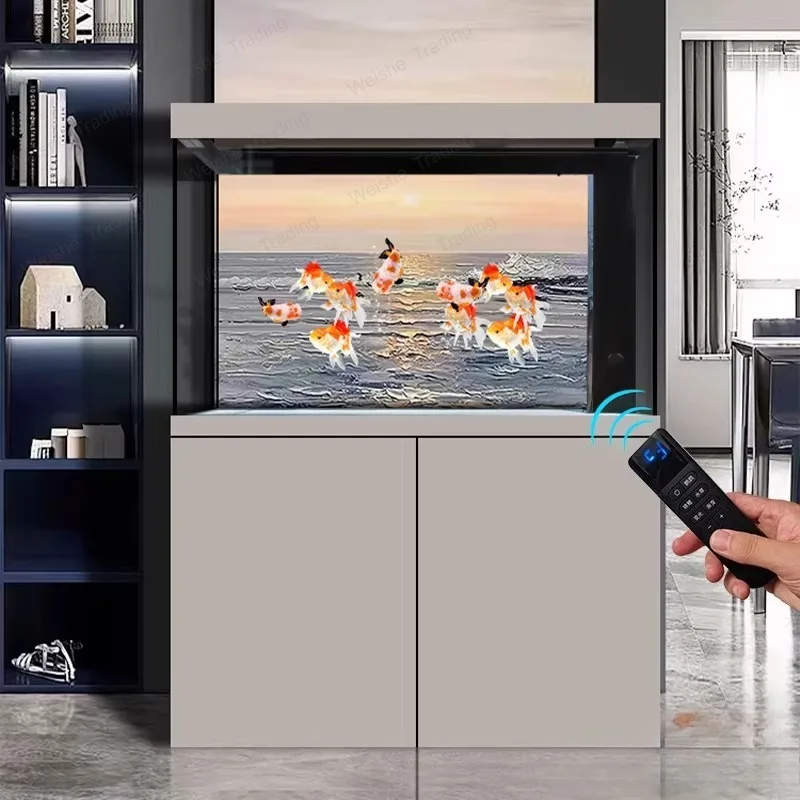 

Новый аквариум 2026 года для гостиной с нижним фильтром, ультрапрозрачный, безводный, напольный, для домашнего ландшафтного дизайна