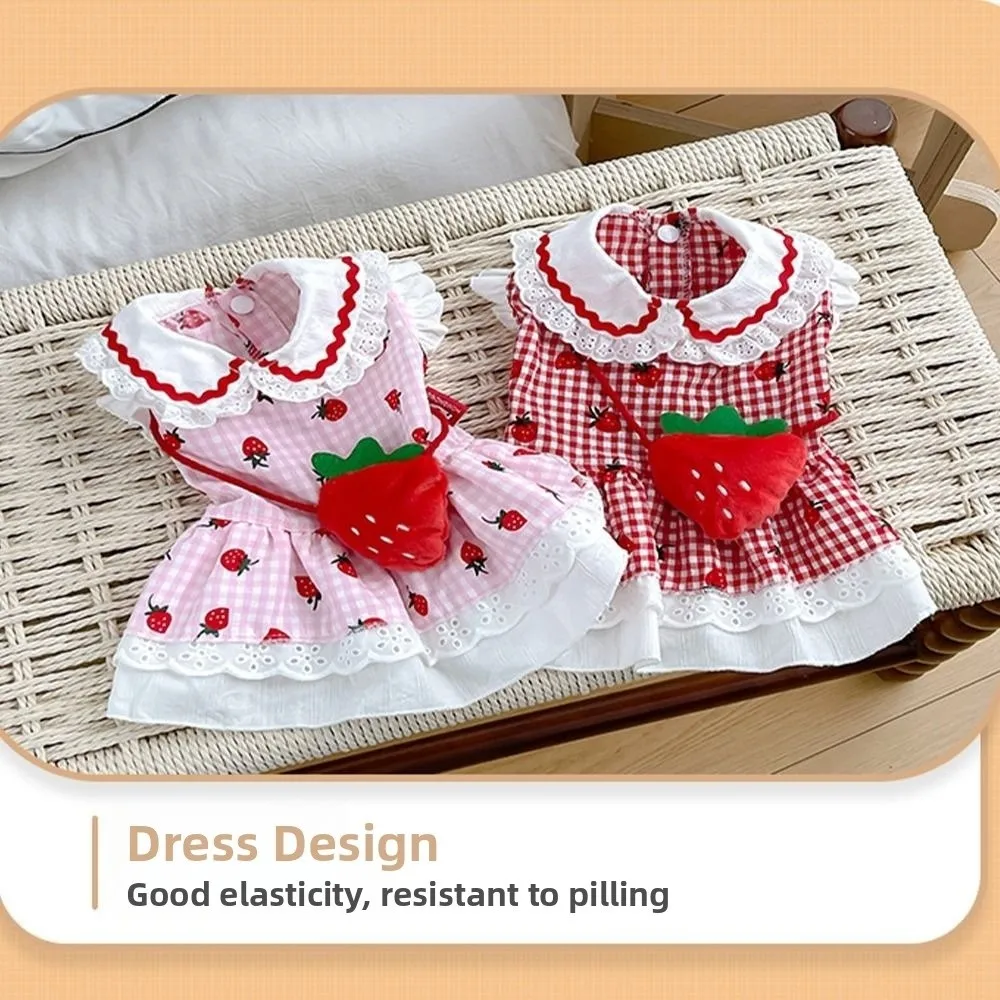 

Pet Supplies Cute Pet Strawberry Dress Breathable Thin Design Cat Skirt Soft Dog Vest Spring