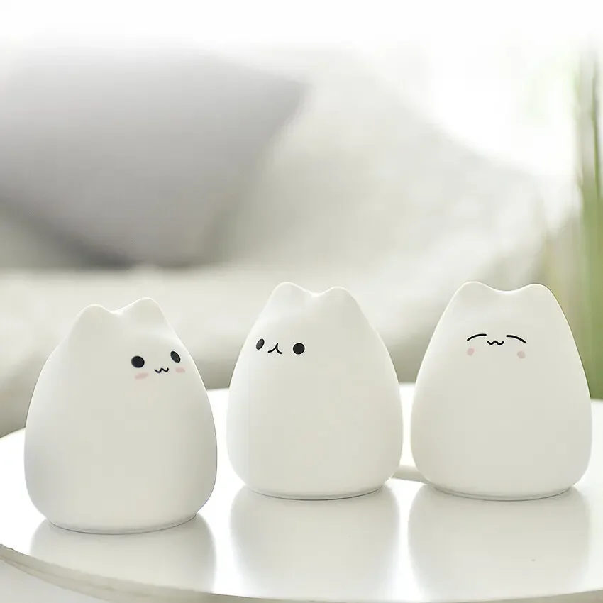 Seven Colors Touch LED Night Light Use Battery Soft Silicone Cartoon Sleep Atmosphere Light Night Light Children Boy Girl Gift