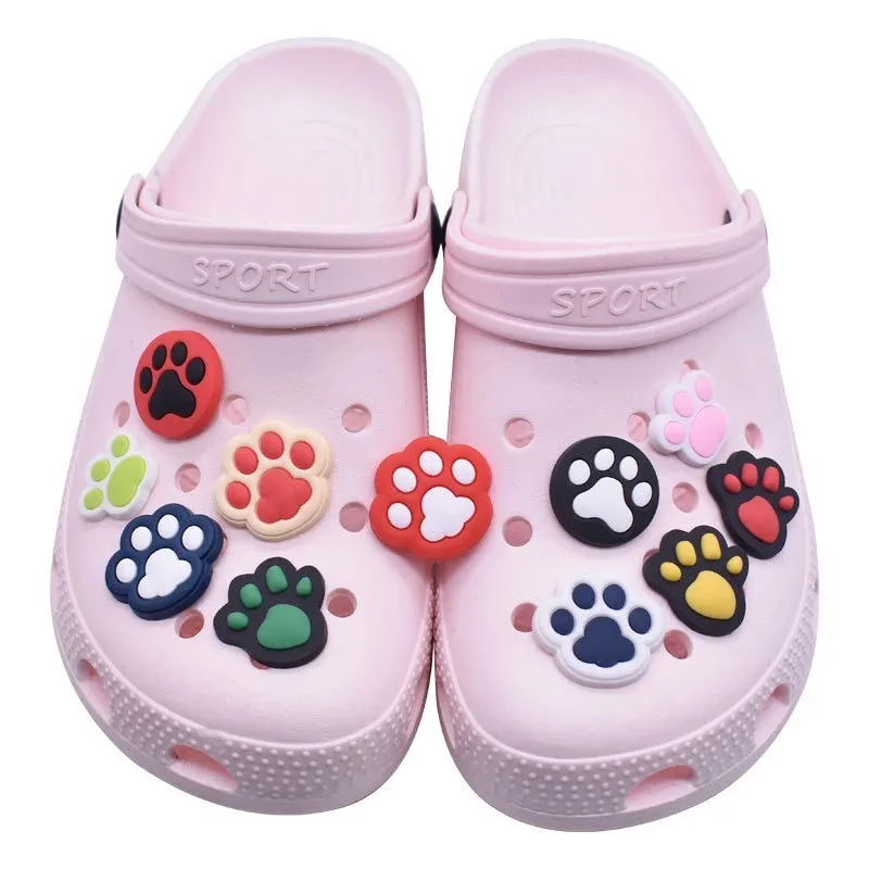 Cartoon Animal Footprint PVC Shoe Charms for Clogs Sandals Garden Shoes Decoration Accessories Kids Gifts Novelty Pins