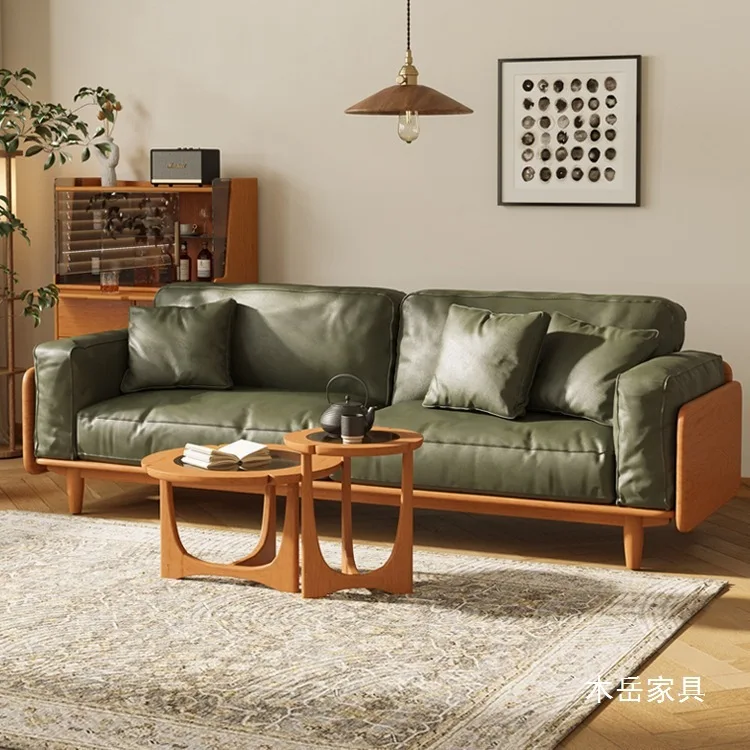 

Customizable Nordic simple all-solid wood fabric sofa small apartment living room