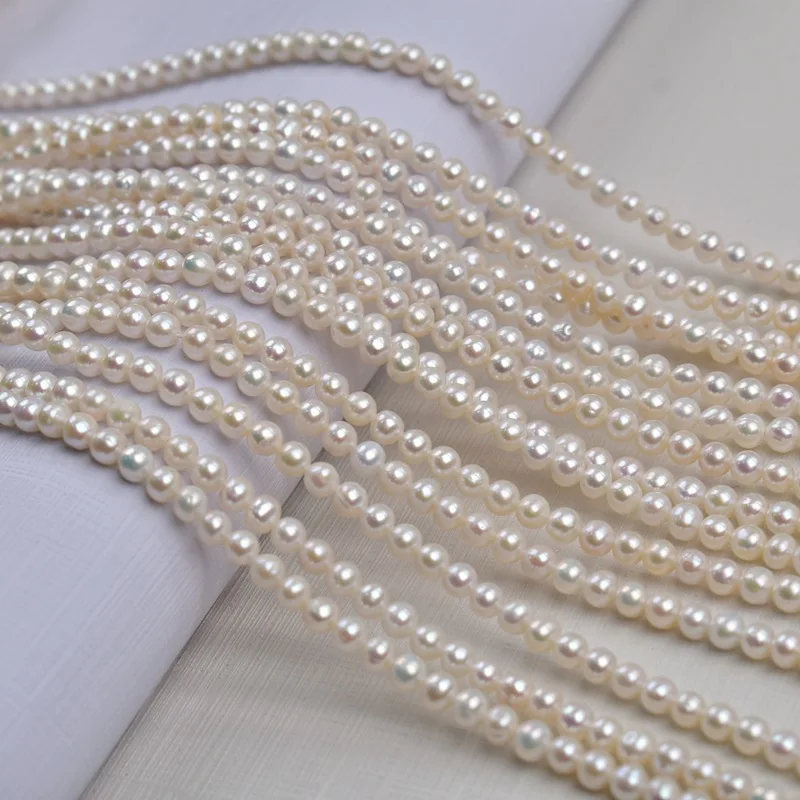 

4-5mmAAAA Near-Round Seedless Egg Near-Round Natural Freshwater Pearls DIY Stringing Beads Necklace Bracelet Jewelry Accessories