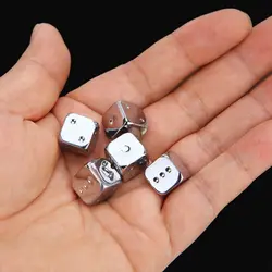 Gold/Silver Color Playing Games Entertainment Board Games Family Party 6 Sided Dice Game Toys Metal Dice Square Point Dice