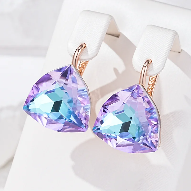 Wbmqda Große bunte Stein-Ohrringe für Damen, 585er Roségold, einzigartige Schmuckaccessoires