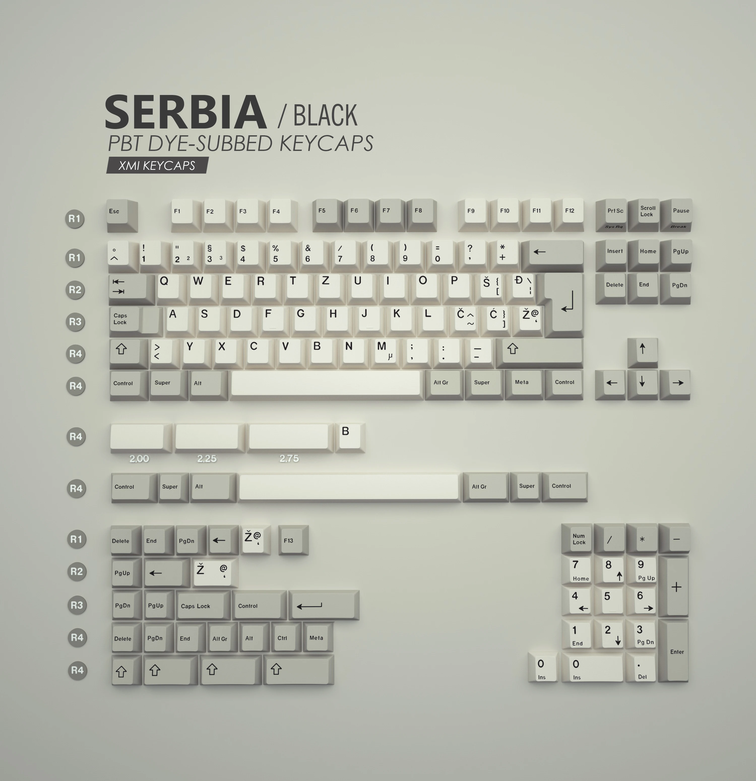 XMI Keycaps Mechanical Keyboard European Language Character French Spanish Serbia Slovenia Slavic Swedish Danish Keycaps DIY