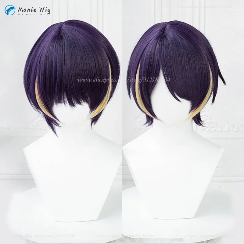 Es Shinobu Sengoku dark cosplay wigs 30cm purple yellow wig heat resistant synthetic hair anime wig wig cap