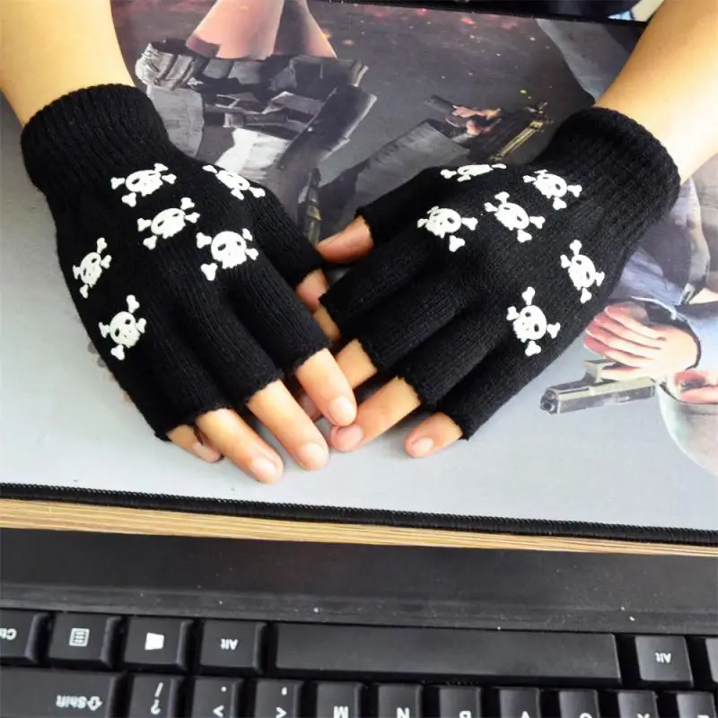 2/4/6SETS Unisex Skull Half-finger Gloves Glow In The Dark Glow In The Dark Skeleton Glove Gloves Essential Party