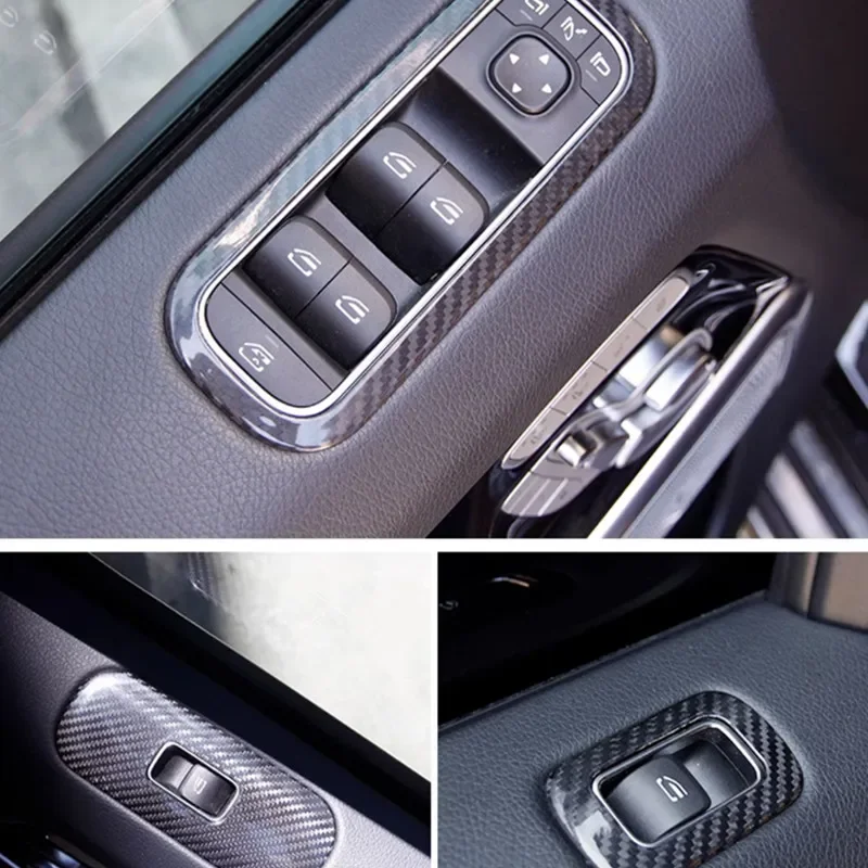 For Mercedes-Benz G-Class G500, G63, G350, G400, G450 Modification - Glass Lift Button Frame Carbon Fiber Decorative Cover