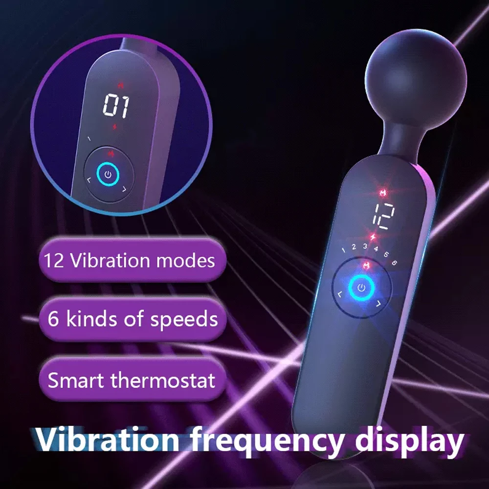 Barra de vibración AV con pantalla Digital, masajeador de mango inalámbrico, VIBRADOR ELÉCTRICO de silicona, potente masaje corporal para cuello y espalda