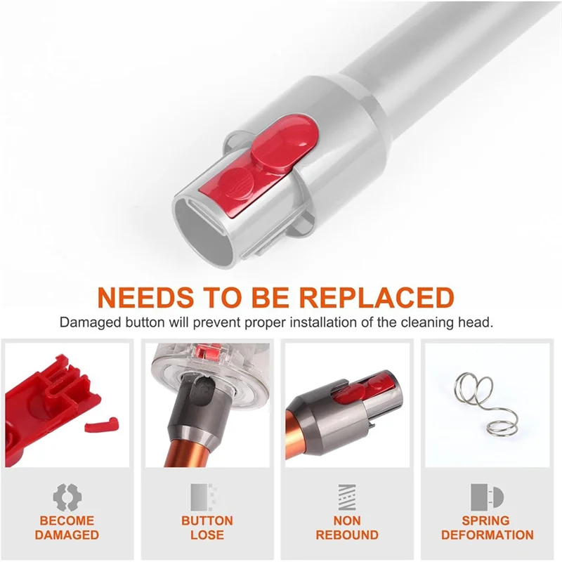 -A90P Cleaner Head Clip Latch Tab Button Replacement For Dyson V7 V8 V10 V11 V15 Vacuum Cleaner Extension Wand Button