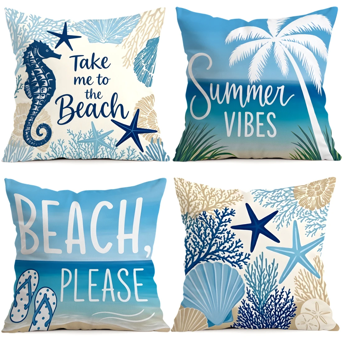 1/4pcs Tropical Beach Style Pattern Cushions Pillowcase Polyester Cushion Cover Throw Pillow Pillowcover Home Car Sofa Decor