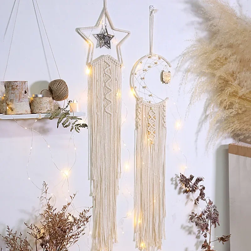 1PC Stars Moon Owl Tapestry Home Handwoven Tapestry Dream Catcher Creative Goods Home Decoration Handicraft