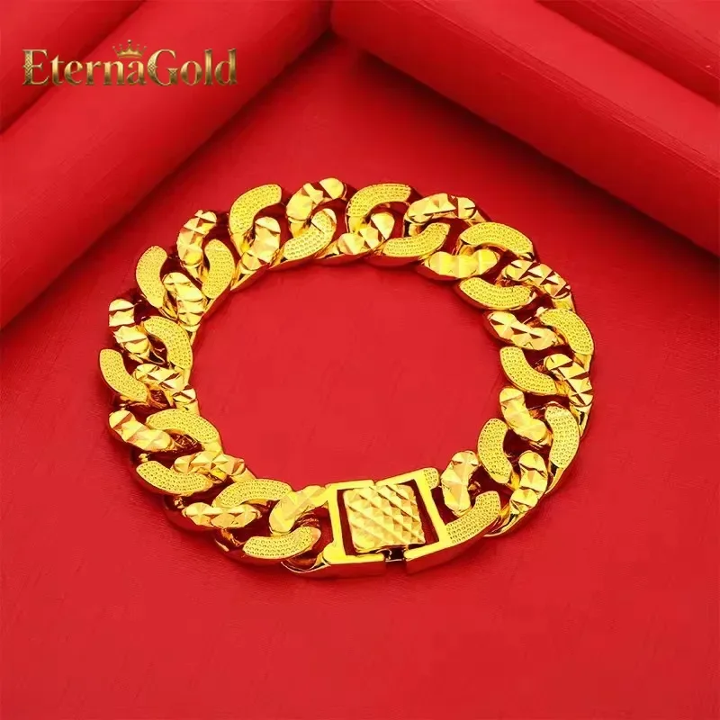 

EternaGold Men's 24K Gold (AU999) Boss Bracelet | Openwork coin pendant, micro-diamond halo with magnetic closure