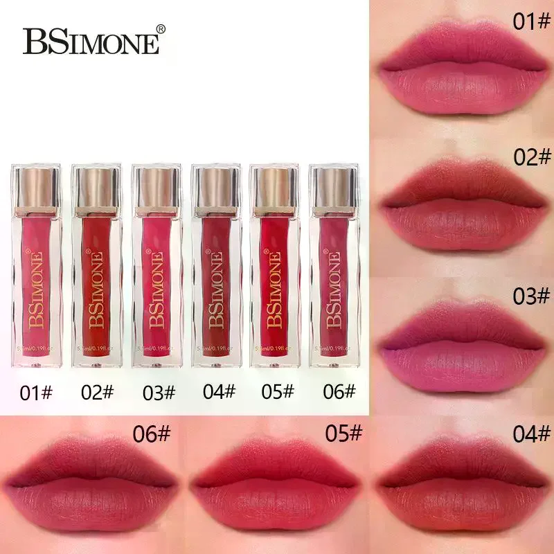 BSIMONE Fluwelen Matte Lipgloss Vloeibare Lipstick Sexy Lip Make-up Vrouwen Schoonheid Rode Non Stick Cup Waterdichte Lipgloss Langdurig