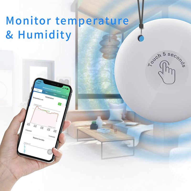 TUYA Bluetooth Digital Weather Station, Indoor and Outdoor Temperature and Humidity Meter Sensor Gauge Thermometer Hygrometer