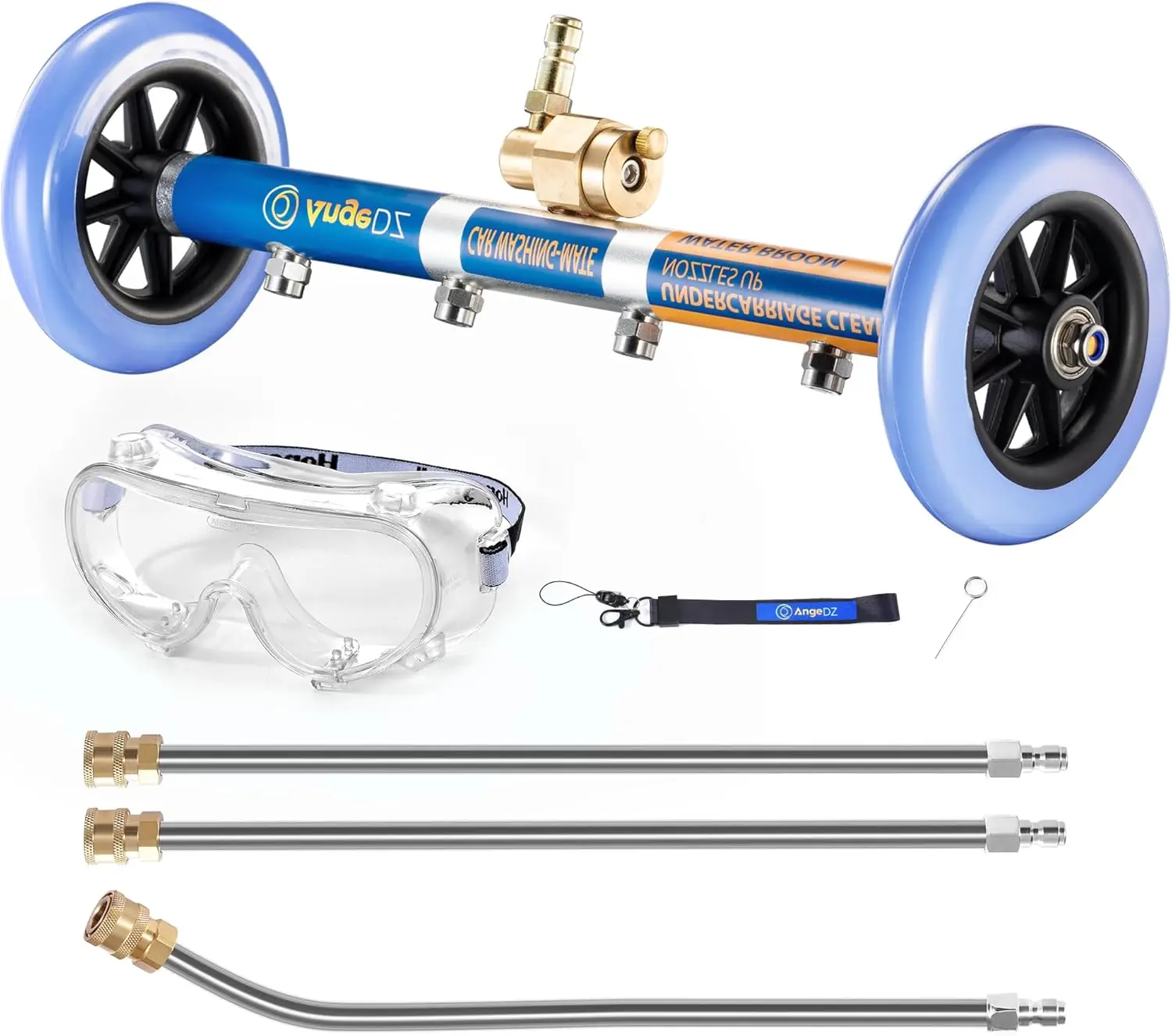 

16' Undercarriage Pressure Washer Kit with 4 Nozzles, 3 Wands, QC Anti-Fog Goggles, 4000PSI