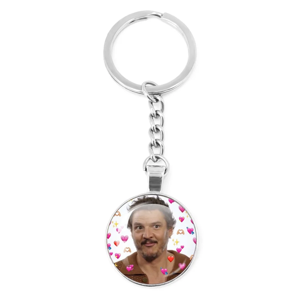 أنا أحب بيدرو باسكال مضحك ميمي المفاتيح الزجاج قلادة ميدالية مفاتيح معدنية حلية اكسسوارات هدية سلاسل المفاتيح مجوهرات المشجعين الهدايا #3