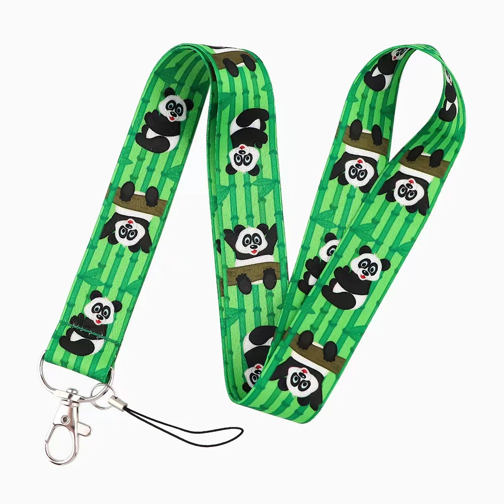 10PCS National Treasure Panda Keychain Lanyards For USB ID Card Mobile Phone Badge Holder Keycord DIY Hanging Rope Accessories