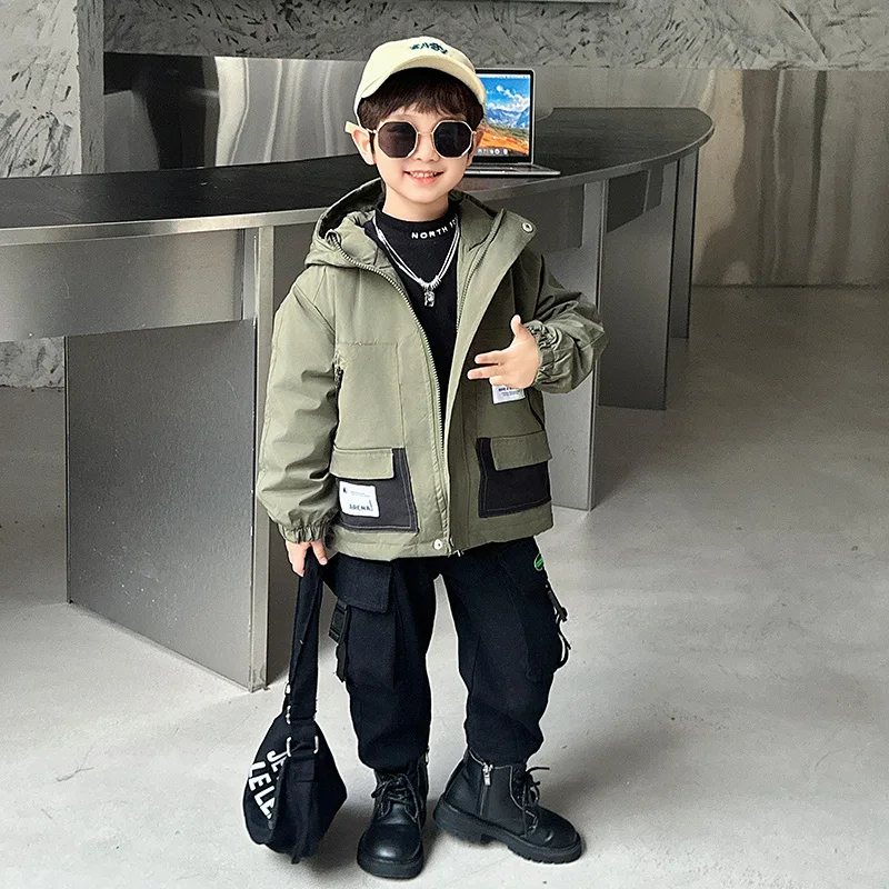 

Thiened Fce Children's Parka Coat Youthful ular Stand Version Home Wear Long Sve Waterproof Zipper Closure Coat